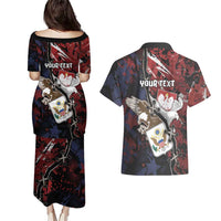 Personalized Polish American Heritage Month Couples Matching Puletasi and Hawaiian Shirt Eagle With Grunge Style - Wonder Print Shop