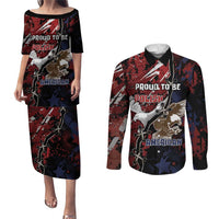 Personalized Polish American Heritage Month Couples Matching Puletasi and Long Sleeve Button Shirt Eagle With Grunge Style - Wonder Print Shop