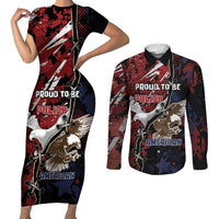 Personalized Polish American Heritage Month Couples Matching Short Sleeve Bodycon Dress and Long Sleeve Button Shirt Eagle With Grunge Style - Wonder Print Shop