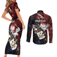 Personalized Polish American Heritage Month Couples Matching Short Sleeve Bodycon Dress and Long Sleeve Button Shirt Eagle With Grunge Style - Wonder Print Shop