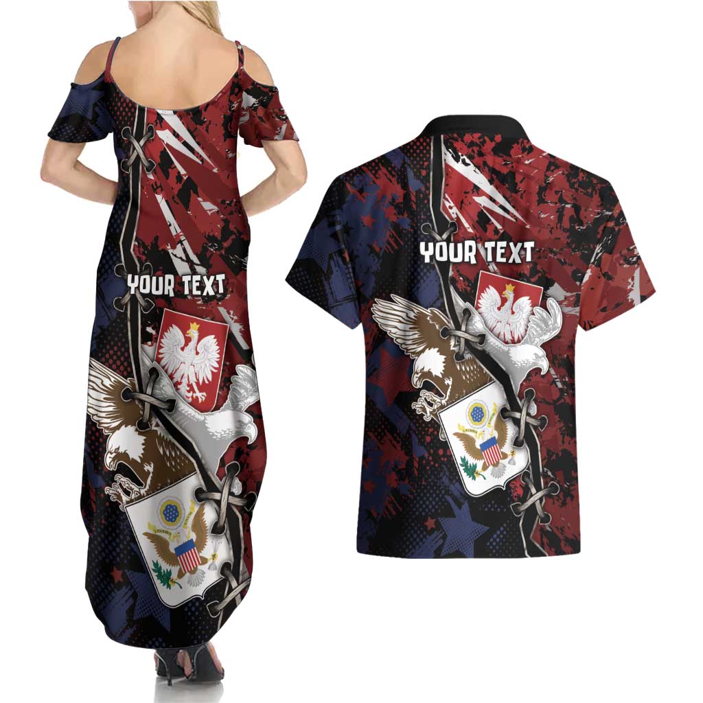 Personalized Polish American Heritage Month Couples Matching Summer Maxi Dress and Hawaiian Shirt Eagle With Grunge Style - Wonder Print Shop