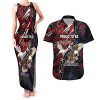 Personalized Polish American Heritage Month Couples Matching Tank Maxi Dress and Hawaiian Shirt Eagle With Grunge Style - Wonder Print Shop