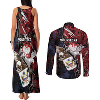 Personalized Polish American Heritage Month Couples Matching Tank Maxi Dress and Long Sleeve Button Shirt Eagle With Grunge Style - Wonder Print Shop