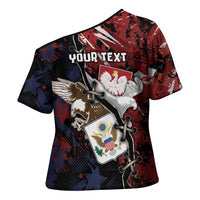 Personalized Polish American Heritage Month Cross Shoulder Shirt Eagle With Grunge Style - Wonder Print Shop