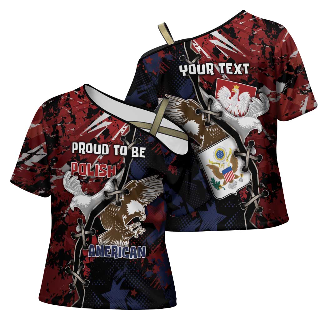 Personalized Polish American Heritage Month Cross Shoulder Shirt Eagle With Grunge Style - Wonder Print Shop