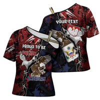 Personalized Polish American Heritage Month Cross Shoulder Shirt Eagle With Grunge Style - Wonder Print Shop