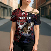 Personalized Polish American Heritage Month Cross Shoulder Shirt Eagle With Grunge Style - Wonder Print Shop