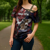 Personalized Polish American Heritage Month Cross Shoulder Shirt Eagle With Grunge Style - Wonder Print Shop