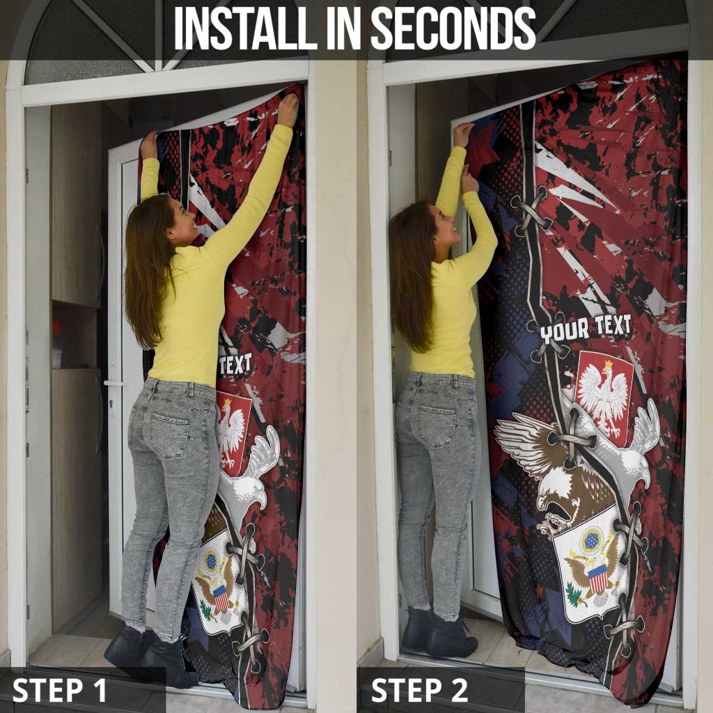 Personalized Polish American Heritage Month Door Cover Eagle With Grunge Style - Wonder Print Shop