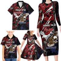 Personalized Polish American Heritage Month Family Matching Long Sleeve Bodycon Dress and Hawaiian Shirt Eagle With Grunge Style - Wonder Print Shop