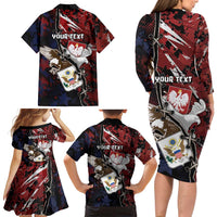 Personalized Polish American Heritage Month Family Matching Long Sleeve Bodycon Dress and Hawaiian Shirt Eagle With Grunge Style - Wonder Print Shop