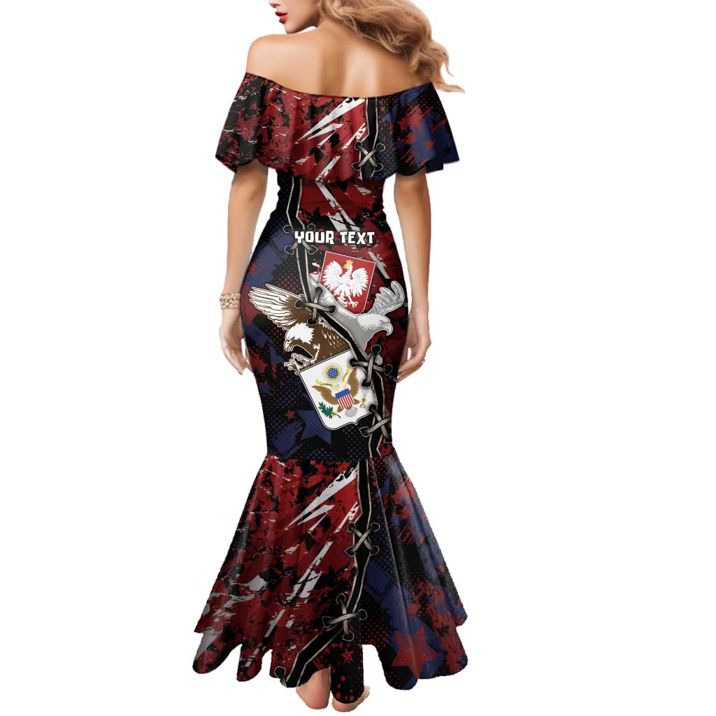 Personalized Polish American Heritage Month Family Matching Mermaid Dress and Hawaiian Shirt Eagle With Grunge Style - Wonder Print Shop