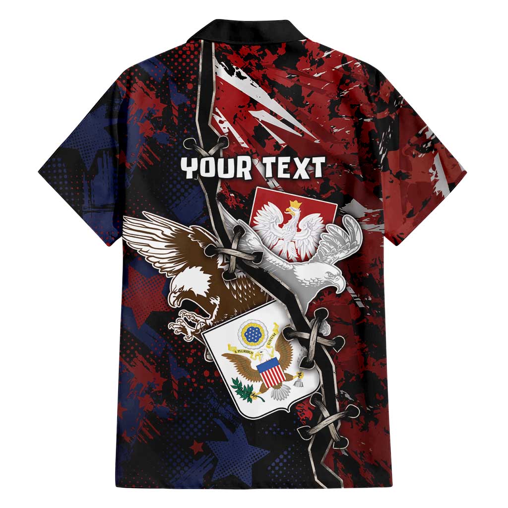 Personalized Polish American Heritage Month Family Matching Off The Shoulder Long Sleeve Dress and Hawaiian Shirt Eagle With Grunge Style - Wonder Print Shop