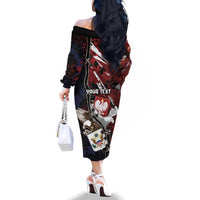 Personalized Polish American Heritage Month Family Matching Off The Shoulder Long Sleeve Dress and Hawaiian Shirt Eagle With Grunge Style - Wonder Print Shop