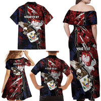 Personalized Polish American Heritage Month Family Matching Off Shoulder Maxi Dress and Hawaiian Shirt Eagle With Grunge Style - Wonder Print Shop