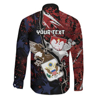 Personalized Polish American Heritage Month Family Matching Off Shoulder Maxi Dress and Hawaiian Shirt Eagle With Grunge Style - Wonder Print Shop