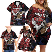 Personalized Polish American Heritage Month Family Matching Off Shoulder Short Dress and Hawaiian Shirt Eagle With Grunge Style - Wonder Print Shop
