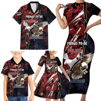 Personalized Polish American Heritage Month Family Matching Short Sleeve Bodycon Dress and Hawaiian Shirt Eagle With Grunge Style - Wonder Print Shop