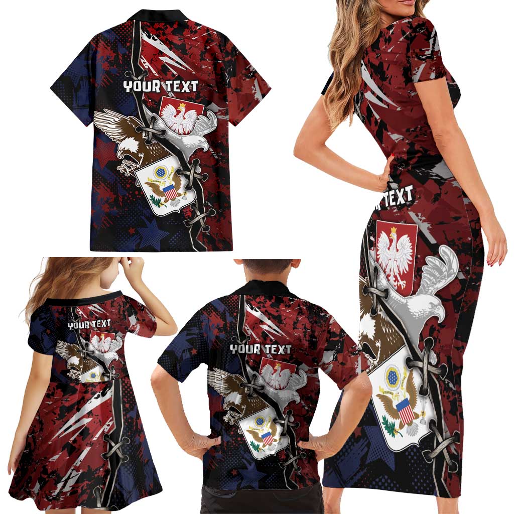 Personalized Polish American Heritage Month Family Matching Short Sleeve Bodycon Dress and Hawaiian Shirt Eagle With Grunge Style - Wonder Print Shop
