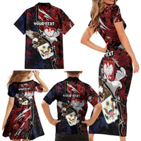 Personalized Polish American Heritage Month Family Matching Short Sleeve Bodycon Dress and Hawaiian Shirt Eagle With Grunge Style - Wonder Print Shop