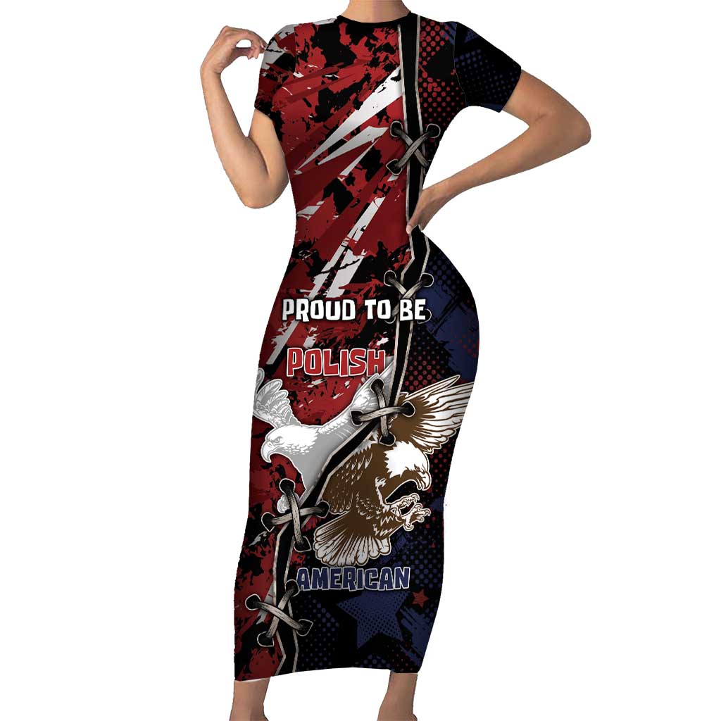 Personalized Polish American Heritage Month Family Matching Short Sleeve Bodycon Dress and Hawaiian Shirt Eagle With Grunge Style - Wonder Print Shop