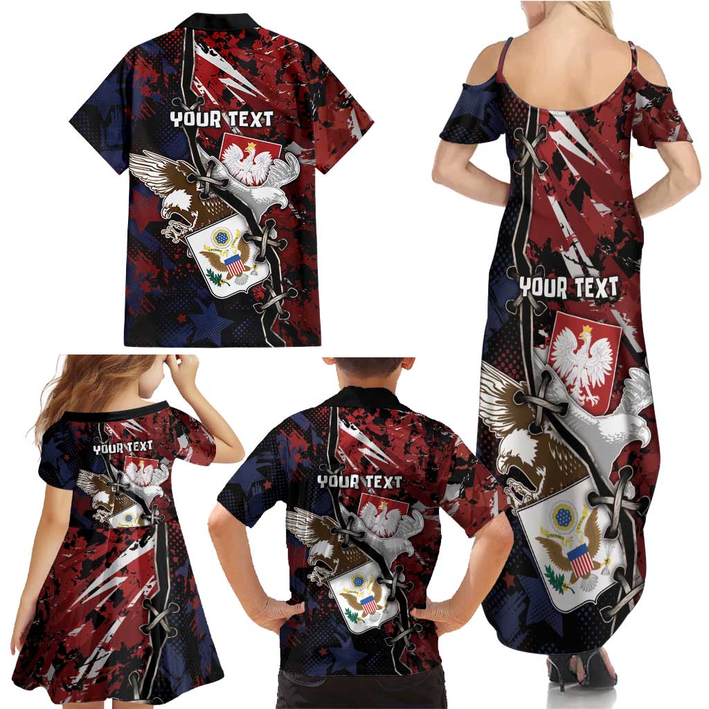 Personalized Polish American Heritage Month Family Matching Summer Maxi Dress and Hawaiian Shirt Eagle With Grunge Style - Wonder Print Shop