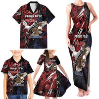 Personalized Polish American Heritage Month Family Matching Tank Maxi Dress and Hawaiian Shirt Eagle With Grunge Style - Wonder Print Shop