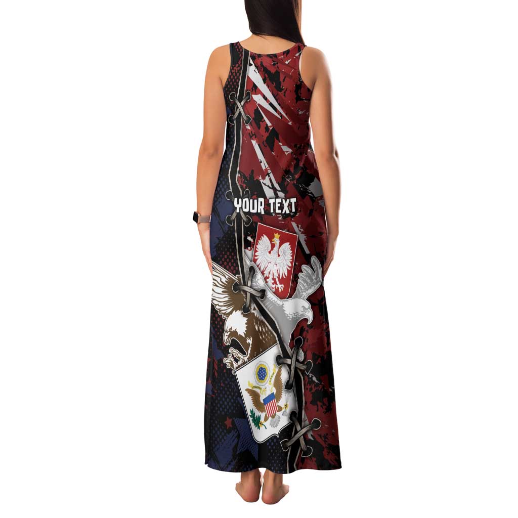 Personalized Polish American Heritage Month Family Matching Tank Maxi Dress and Hawaiian Shirt Eagle With Grunge Style - Wonder Print Shop