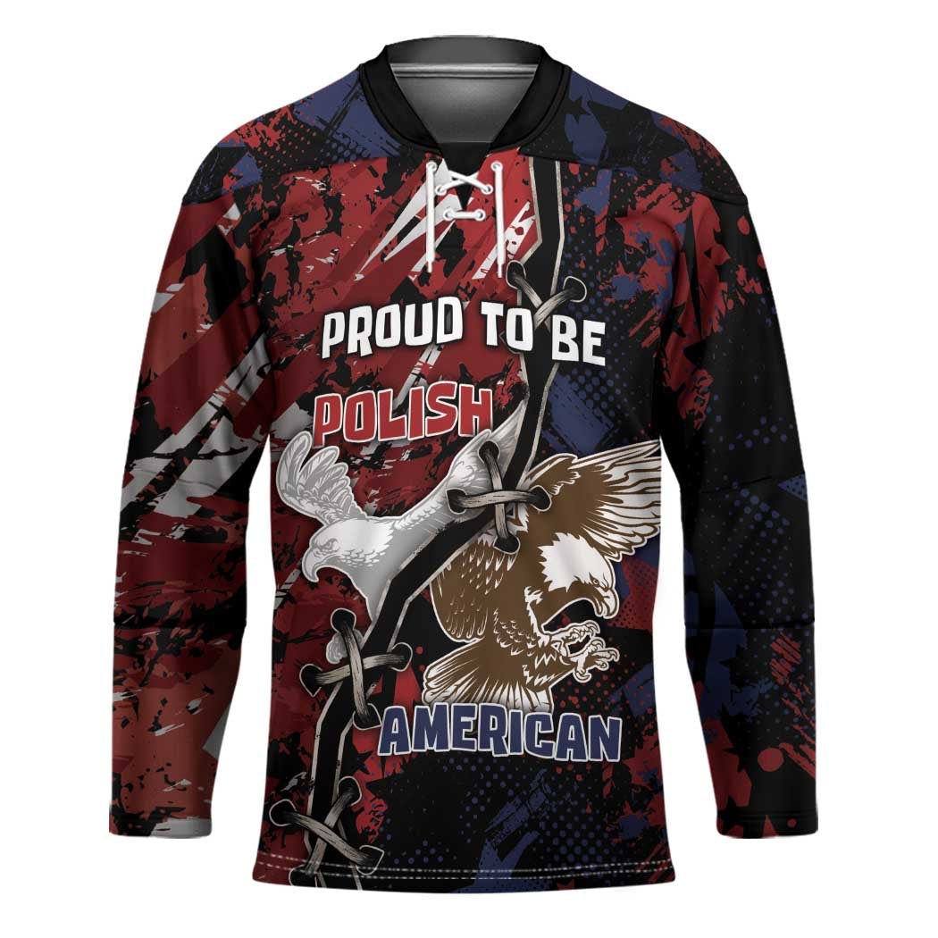 Personalized Polish American Heritage Month Hockey Jersey Eagle With Grunge Style - Wonder Print Shop