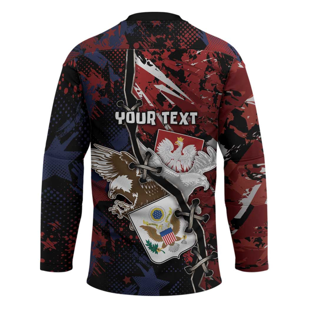 Personalized Polish American Heritage Month Hockey Jersey Eagle With Grunge Style - Wonder Print Shop