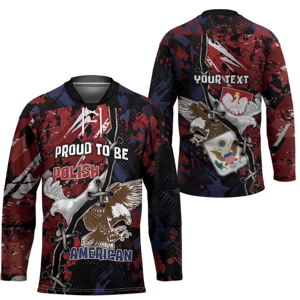 Personalized Polish American Heritage Month Hockey Jersey Eagle With Grunge Style - Wonder Print Shop