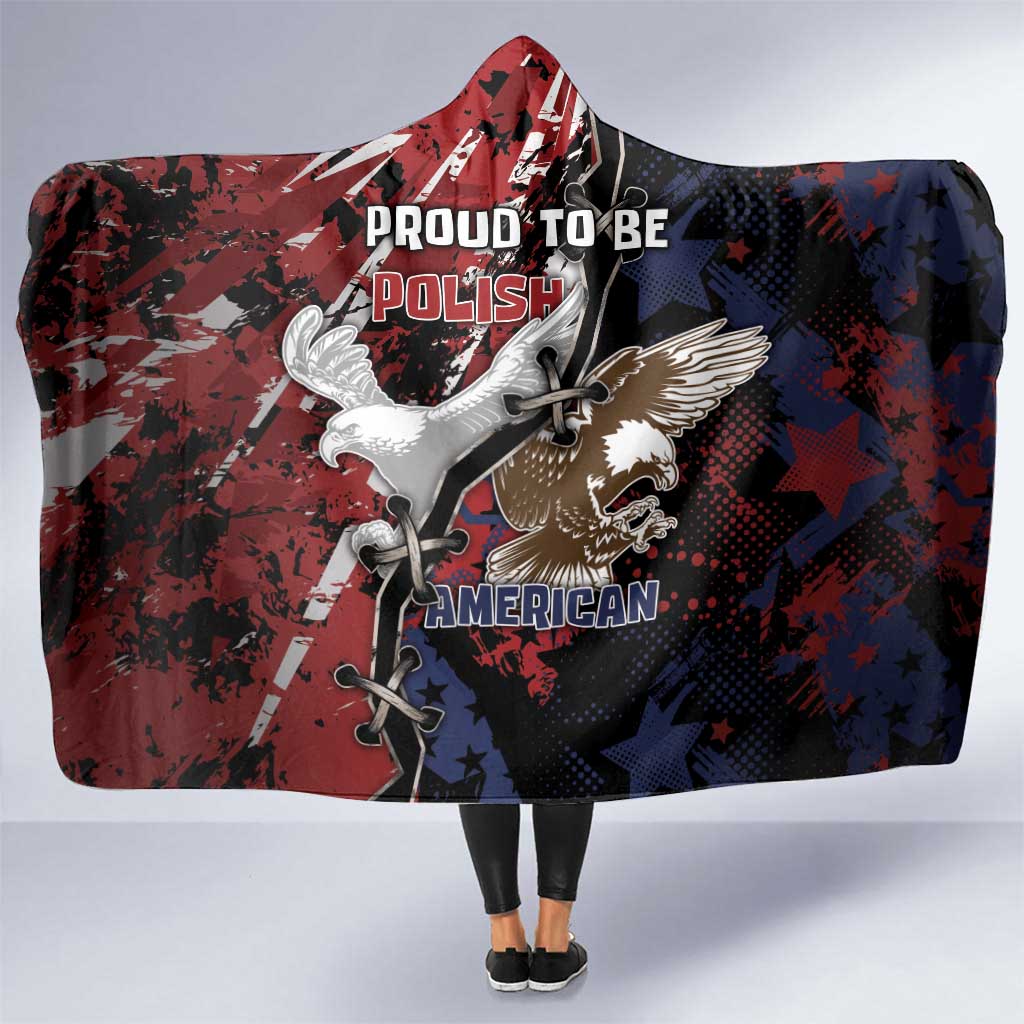 Polish American Heritage Month Hooded Blanket Eagle With Grunge Style - Wonder Print Shop