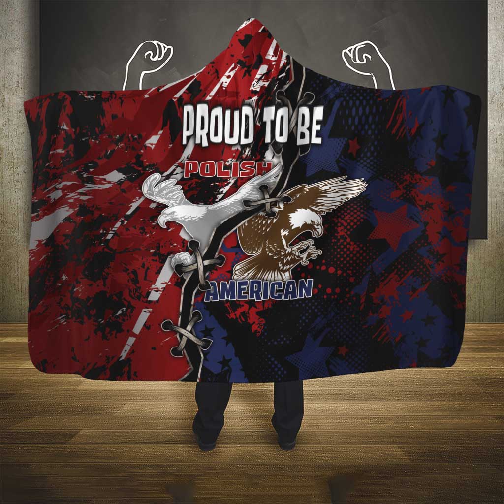 Polish American Heritage Month Hooded Blanket Eagle With Grunge Style - Wonder Print Shop