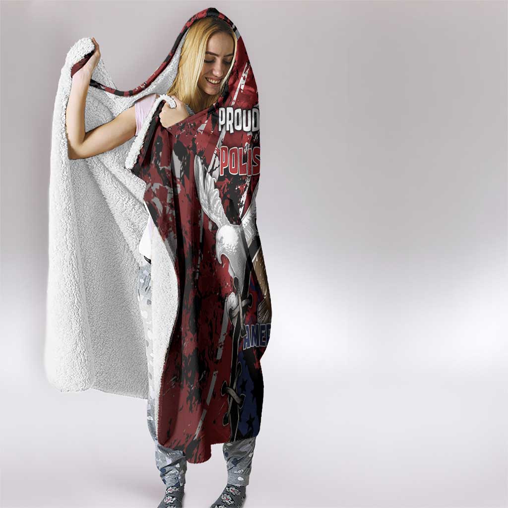 Polish American Heritage Month Hooded Blanket Eagle With Grunge Style - Wonder Print Shop
