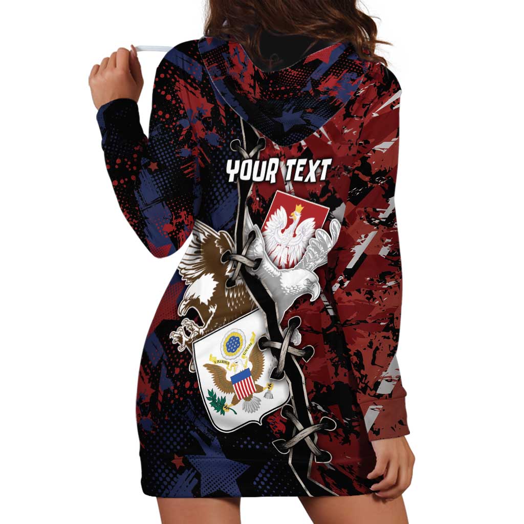 Personalized Polish American Heritage Month Hoodie Dress Eagle With Grunge Style - Wonder Print Shop