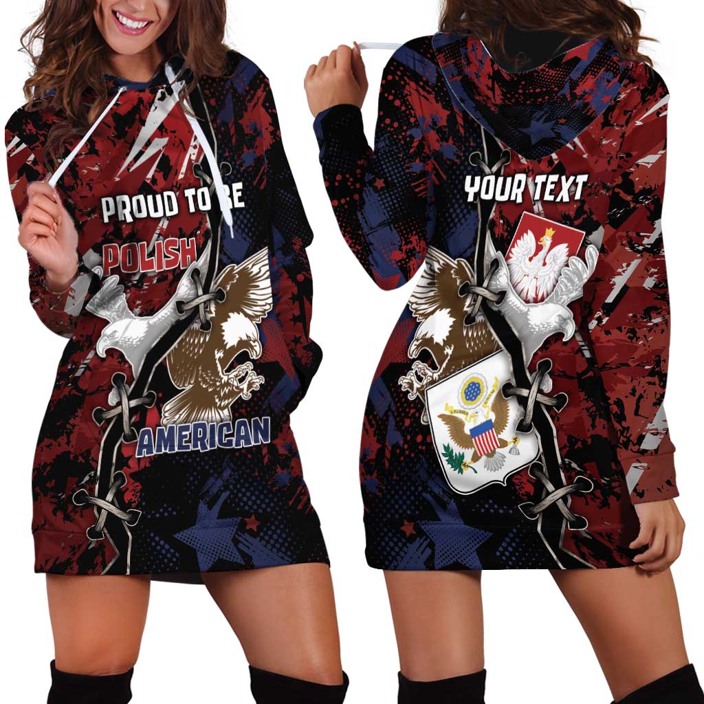 Personalized Polish American Heritage Month Hoodie Dress Eagle With Grunge Style - Wonder Print Shop