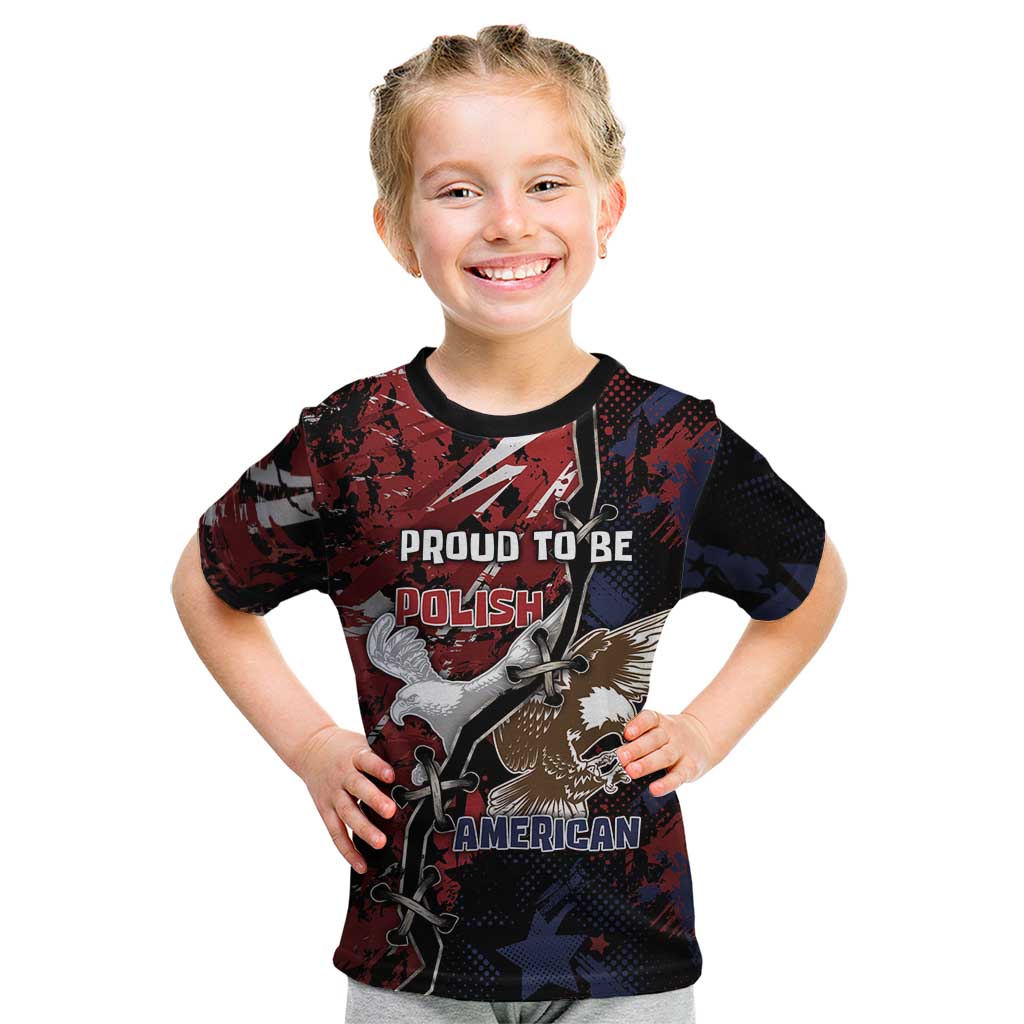 Personalized Polish American Heritage Month Kid T Shirt Eagle With Grunge Style - Wonder Print Shop