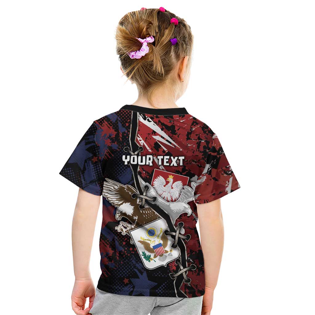 Personalized Polish American Heritage Month Kid T Shirt Eagle With Grunge Style - Wonder Print Shop