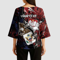Personalized Polish American Heritage Month Kimono Sleeve Blouse Eagle With Grunge Style - Wonder Print Shop