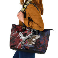 Polish American Heritage Month Leather Tote Bag Eagle With Grunge Style - Wonder Print Shop