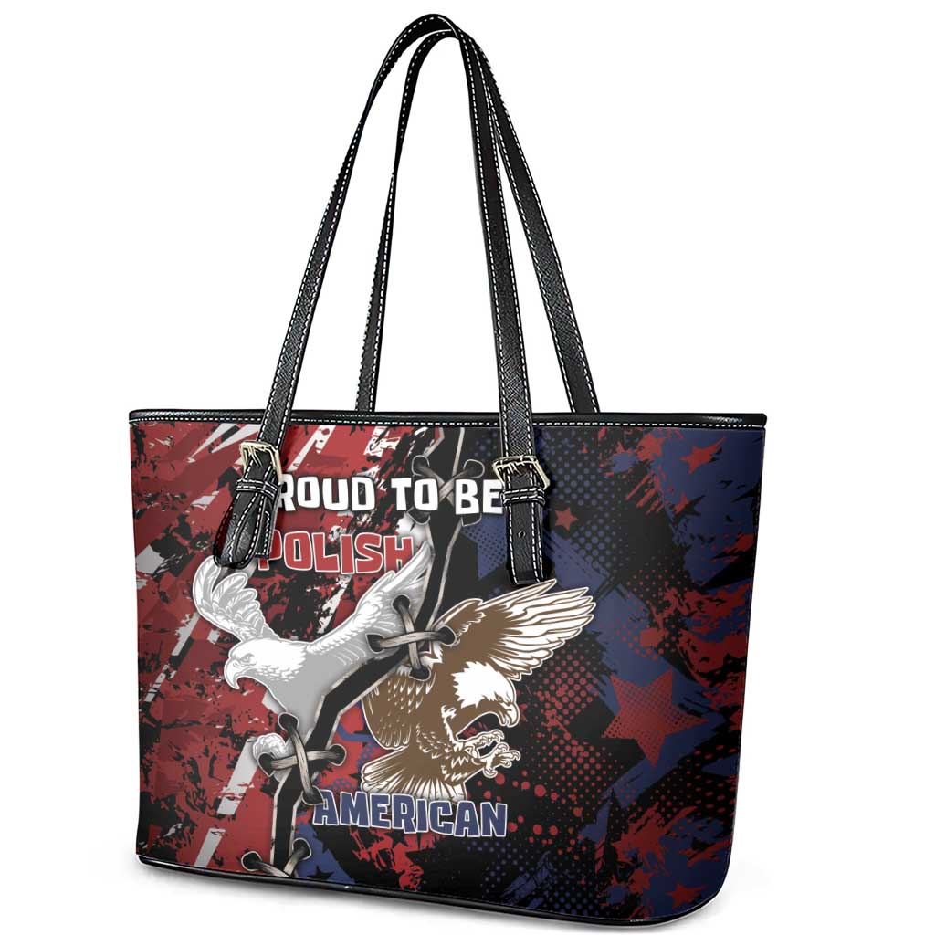 Polish American Heritage Month Leather Tote Bag Eagle With Grunge Style - Wonder Print Shop