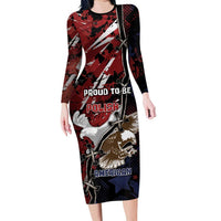 Personalized Polish American Heritage Month Long Sleeve Bodycon Dress Eagle With Grunge Style - Wonder Print Shop
