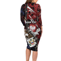 Personalized Polish American Heritage Month Long Sleeve Bodycon Dress Eagle With Grunge Style - Wonder Print Shop