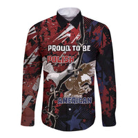Personalized Polish American Heritage Month Long Sleeve Button Shirt Eagle With Grunge Style - Wonder Print Shop