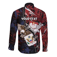 Personalized Polish American Heritage Month Long Sleeve Button Shirt Eagle With Grunge Style - Wonder Print Shop
