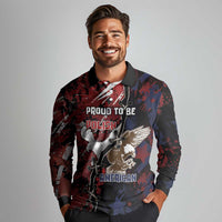 Personalized Polish American Heritage Month Long Sleeve Polo Shirt Eagle With Grunge Style - Wonder Print Shop