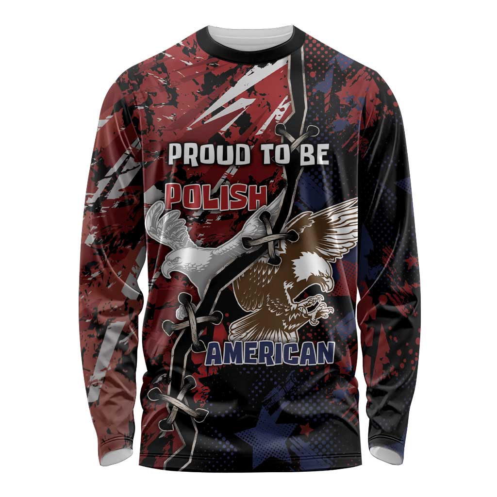 Personalized Polish American Heritage Month Long Sleeve Shirt Eagle With Grunge Style - Wonder Print Shop