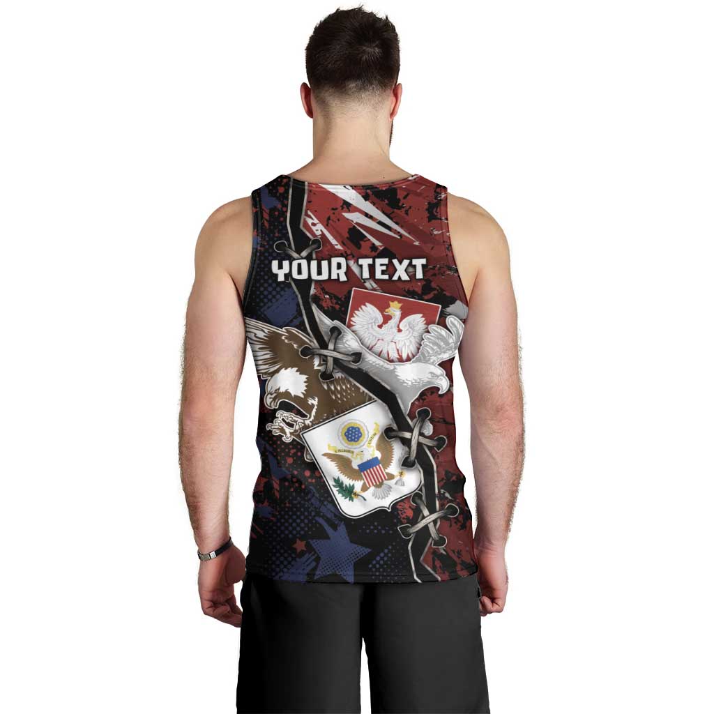 Personalized Polish American Heritage Month Men Tank Top Eagle With Grunge Style - Wonder Print Shop