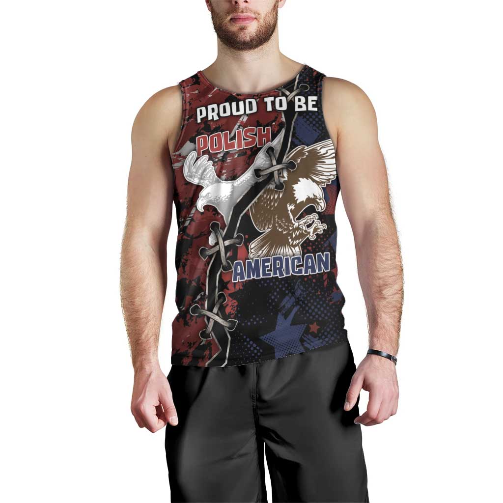 Personalized Polish American Heritage Month Men Tank Top Eagle With Grunge Style - Wonder Print Shop