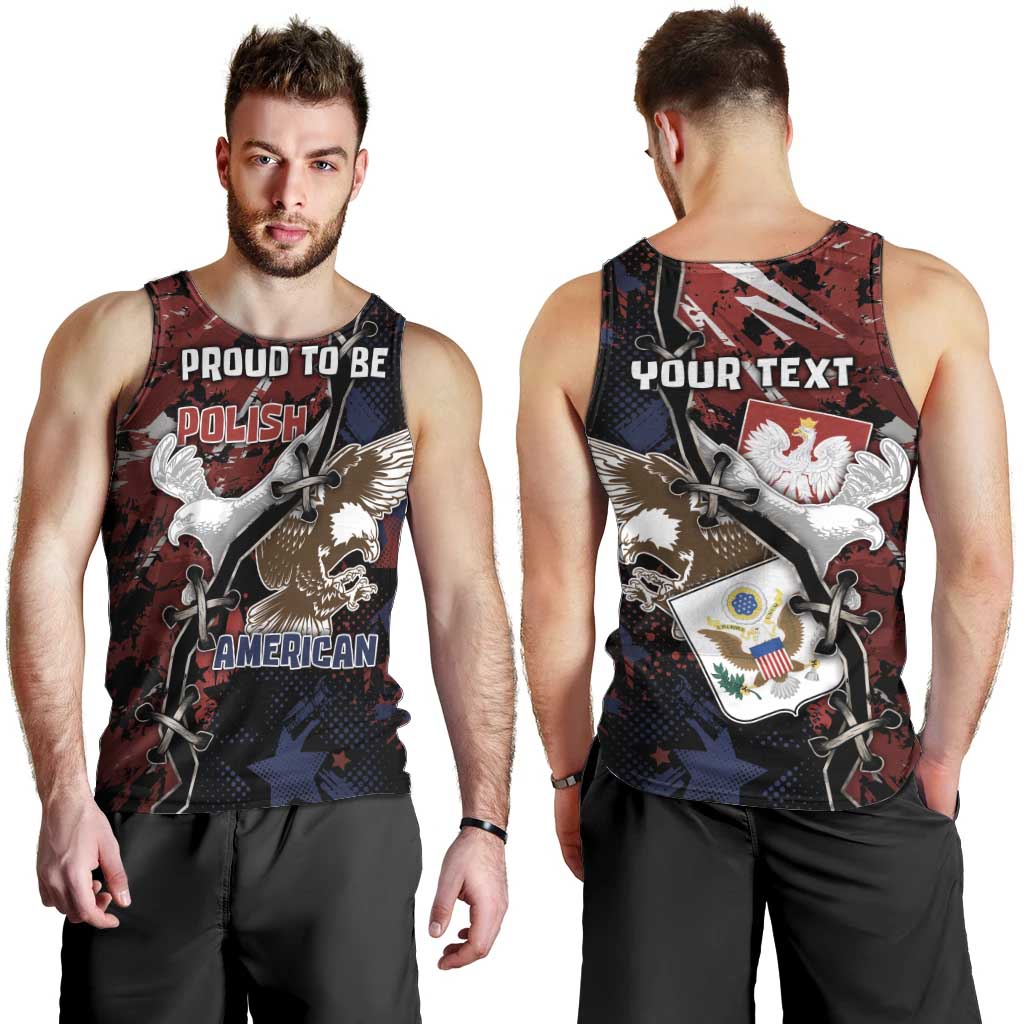 Personalized Polish American Heritage Month Men Tank Top Eagle With Grunge Style - Wonder Print Shop